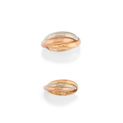 Coppia di anelli Trinity, nei tre ori 18k