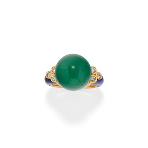 Anello con crisoprasio e lapislazzuli 
