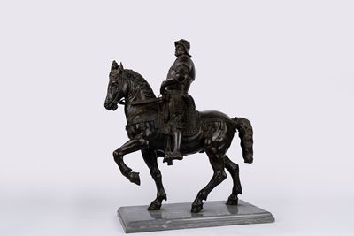 Statua equestre di Bartolomeo Colleoni, bronzo con base in marmo, fine secolo XIX
