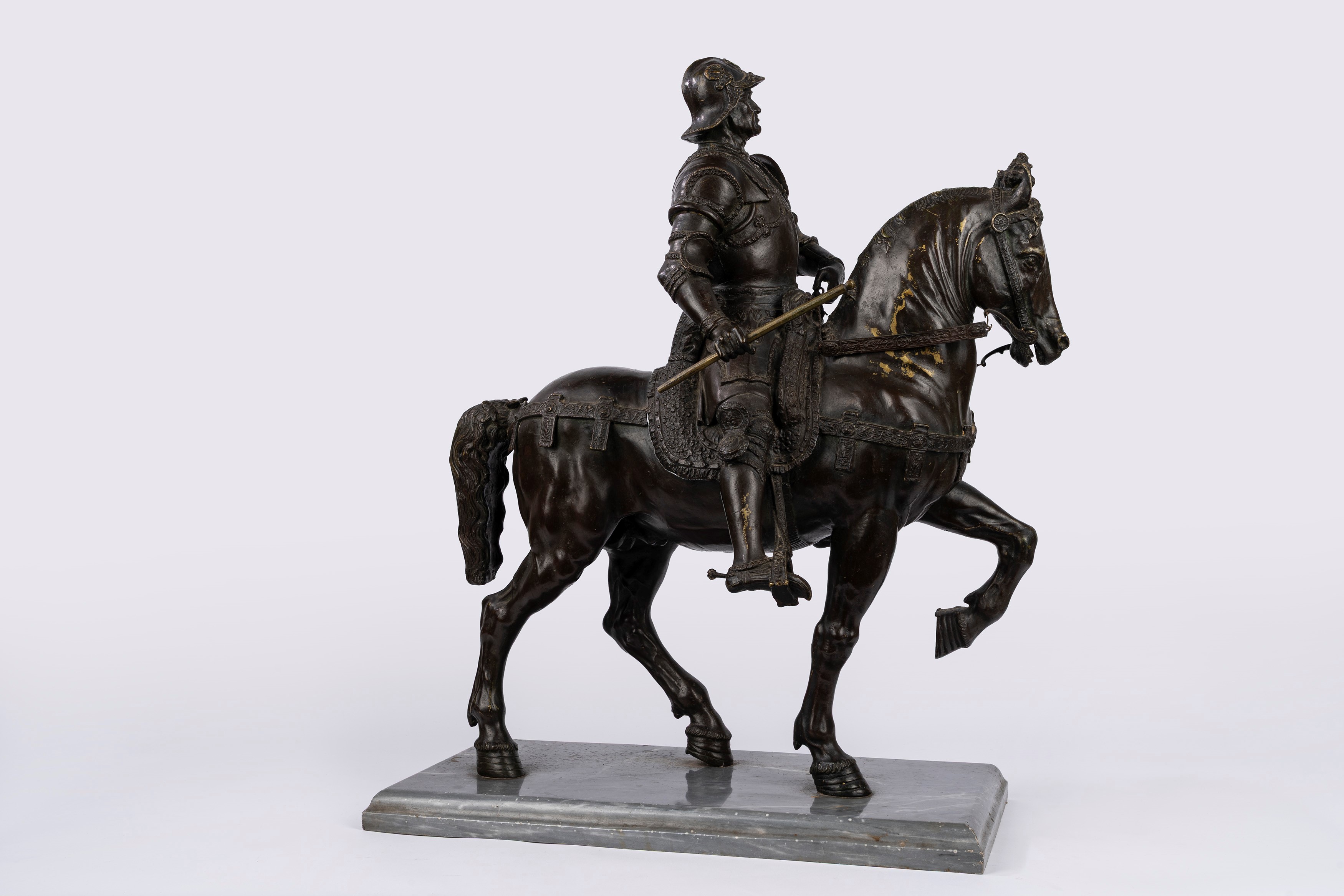 Da Andrea del Verrocchio - Statua equestre di Bartolomeo Colleoni, bronzo con base in marmo, fine...