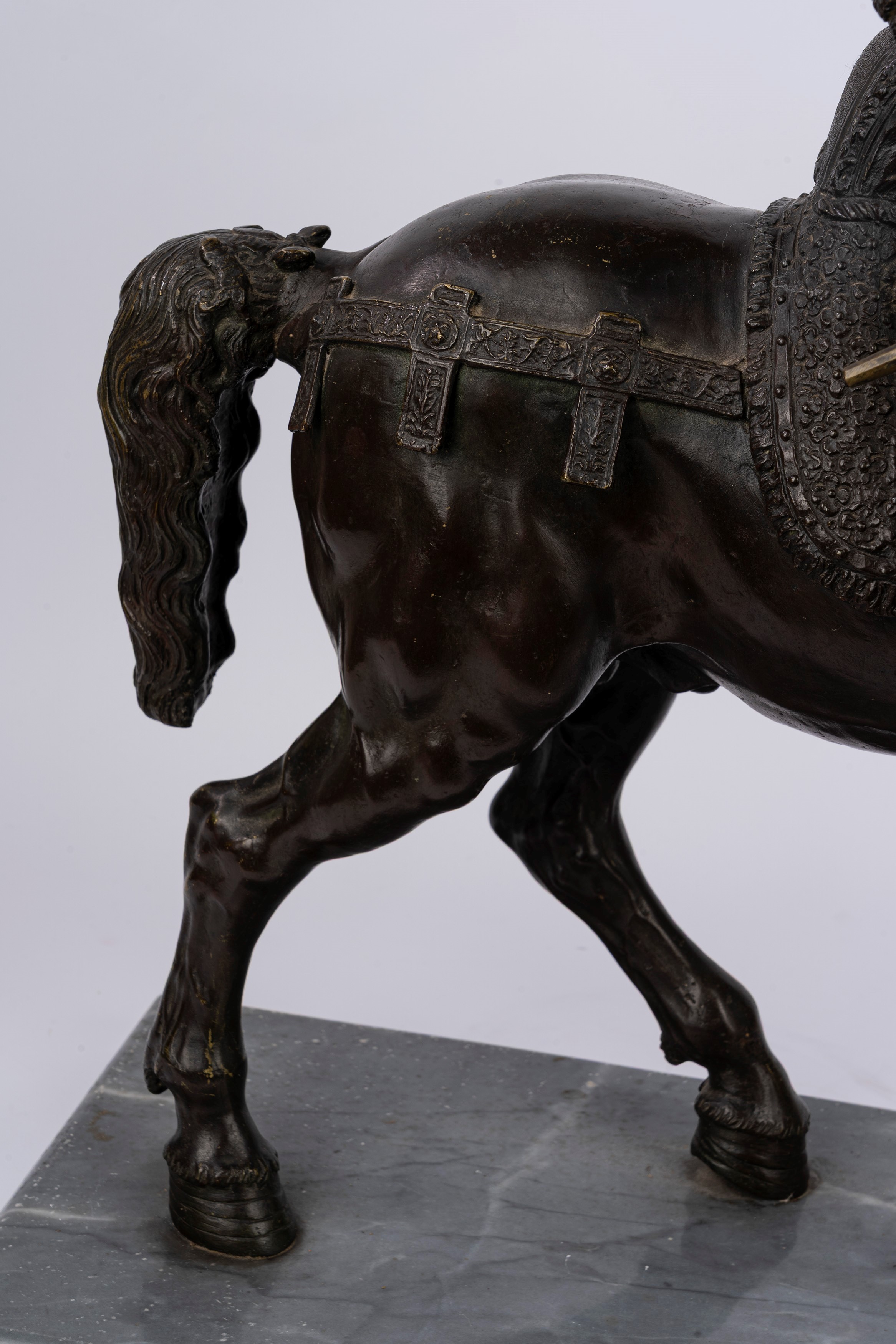 Da Andrea del Verrocchio - Statua equestre di Bartolomeo Colleoni, bronzo con base in marmo, fine...