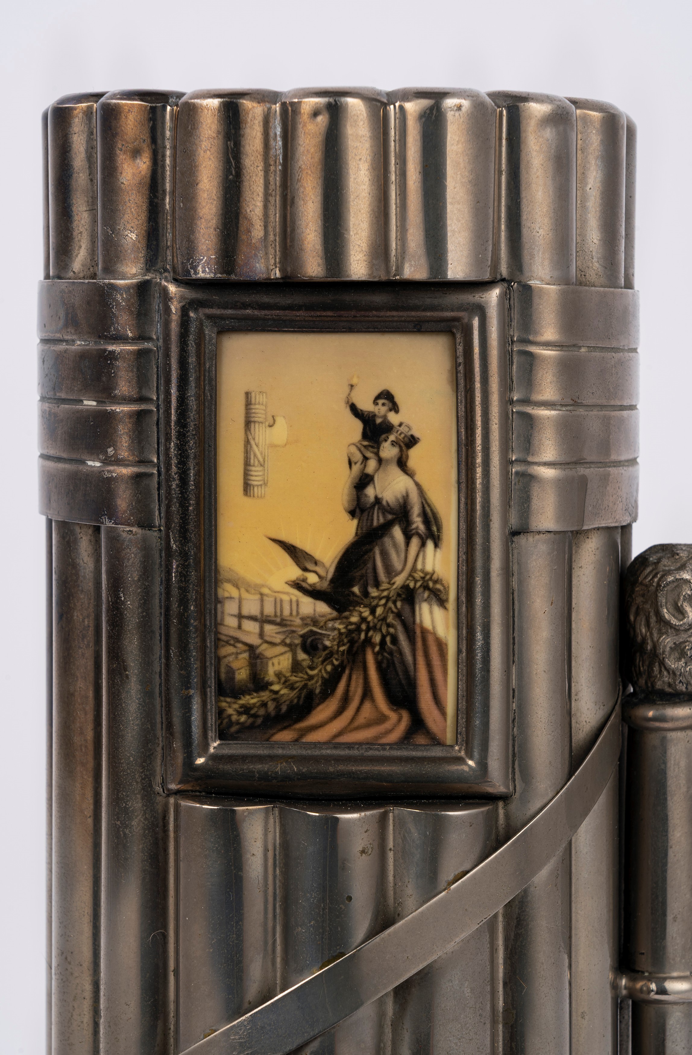 Orologio Imperiale, Orologio a forma di Fascio Littorio con carillon musicante “Giovinezza”, lami...