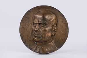 Mussolini, Benito - Servettaz, Giovanni - Placca in bronzo