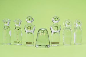 Goran Warff for Kosta Boda, Seven Crystal Figures from the "The Family" Series