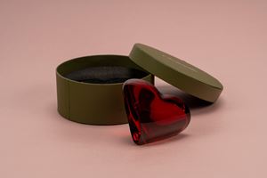 Christofle Red Crystal Heart in Original Circular Box