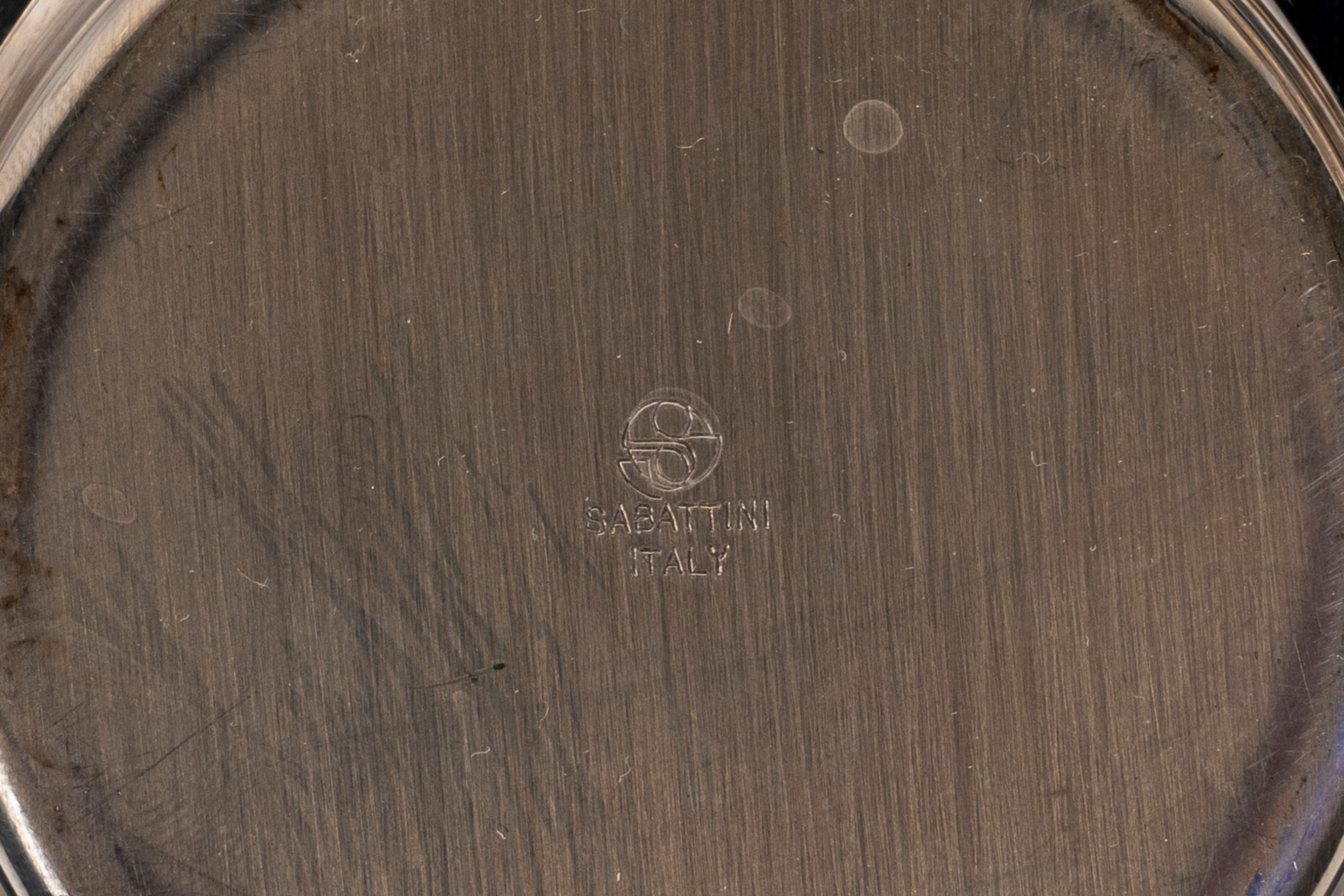 Sabattini, Coppa da macedonia con due ciotole e due sottobottiglia in metallo argentato e vetro