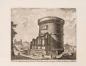 Vue du Sepulcre de la famille Plautia sur la voie qui conduit de Rome &agrave; Tivoli