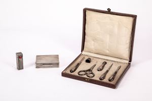 Scatola porta cipria, contenitore porta rossetto e set da cucito