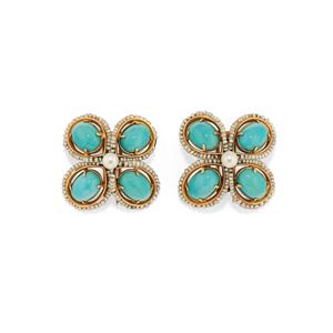 Coppia di spille-orecchini con turchesi e microperle