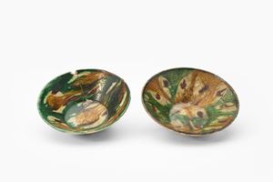 Due ciotole in terracotta ingobbiata e graffita. Area veneta, secolo XV-XVI.