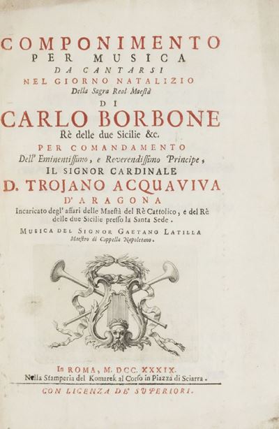 Componimento per Musica da Cantarsi nel Giorno Natalizio della Sagra Real Maestà di Carlo Borbone...