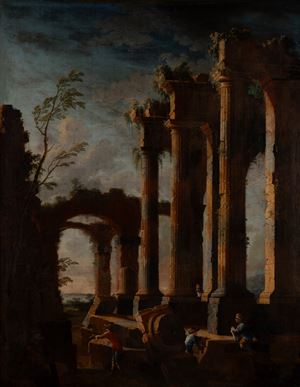 Architectural capriccio with figures