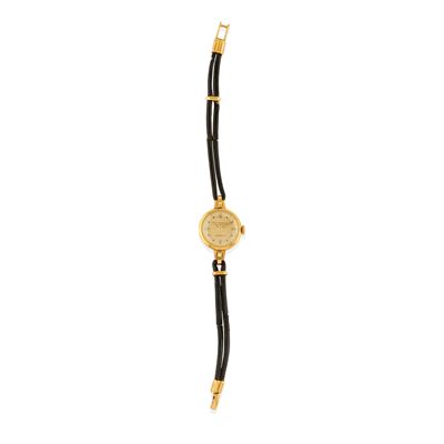 Orologio in oro giallo 18k con quadrante in smalto nero