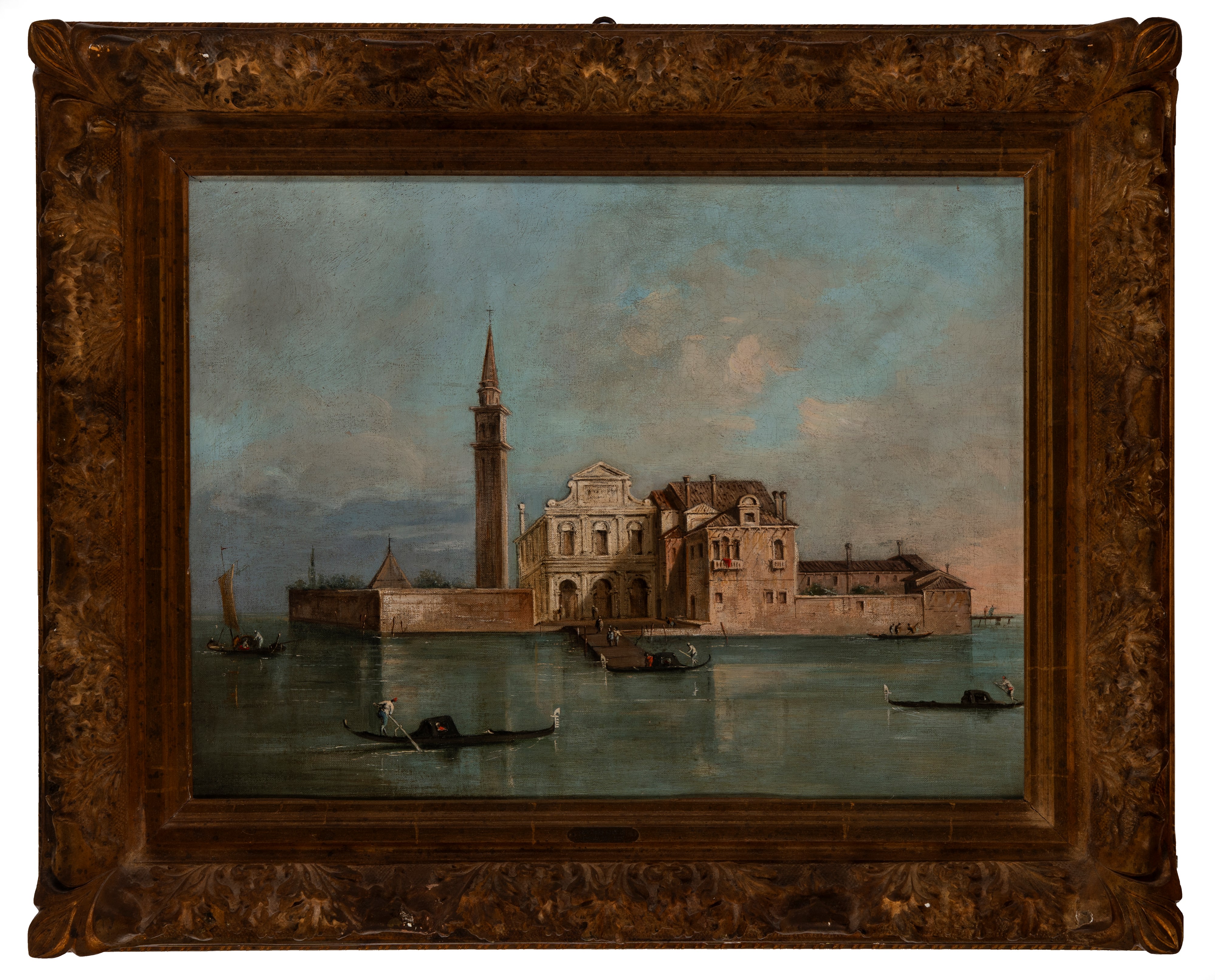 Giacomo Guardi - Venezia, veduta dell’Isola di Santo Spirito, olio su tela