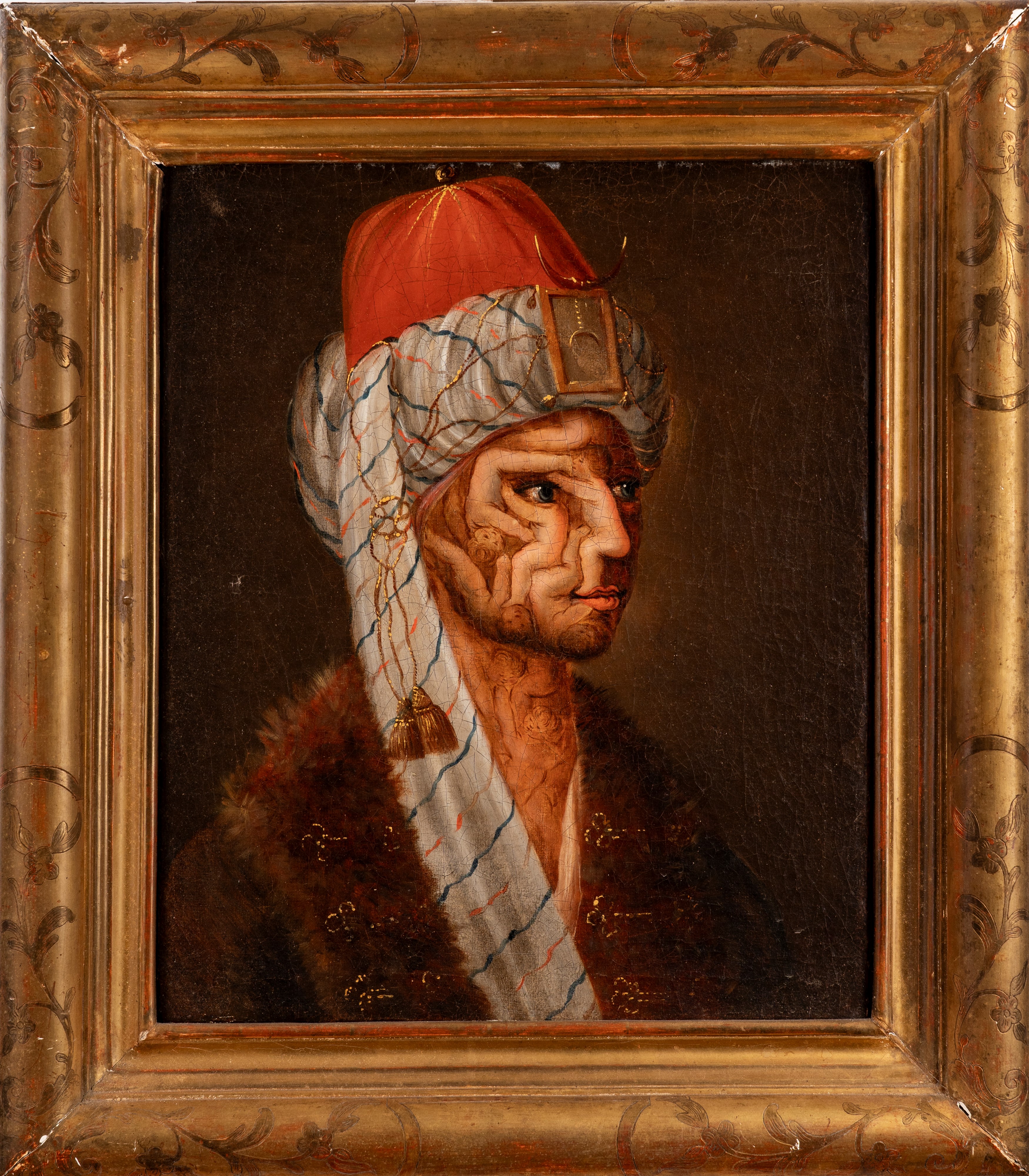 Scuola Lombarda, Secolo XVII - Ritratto di uomo turco con turbante, olio su tela