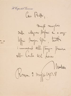 Mussolini, Benito (Predappio, 29 luglio 1883 &ndash; Giulino di Mezzegra, 28 aprile 1945)