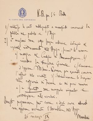 Mussolini, Benito (Predappio, 29 luglio 1883 &ndash; Giulino di Mezzegra, 28 aprile 1945)