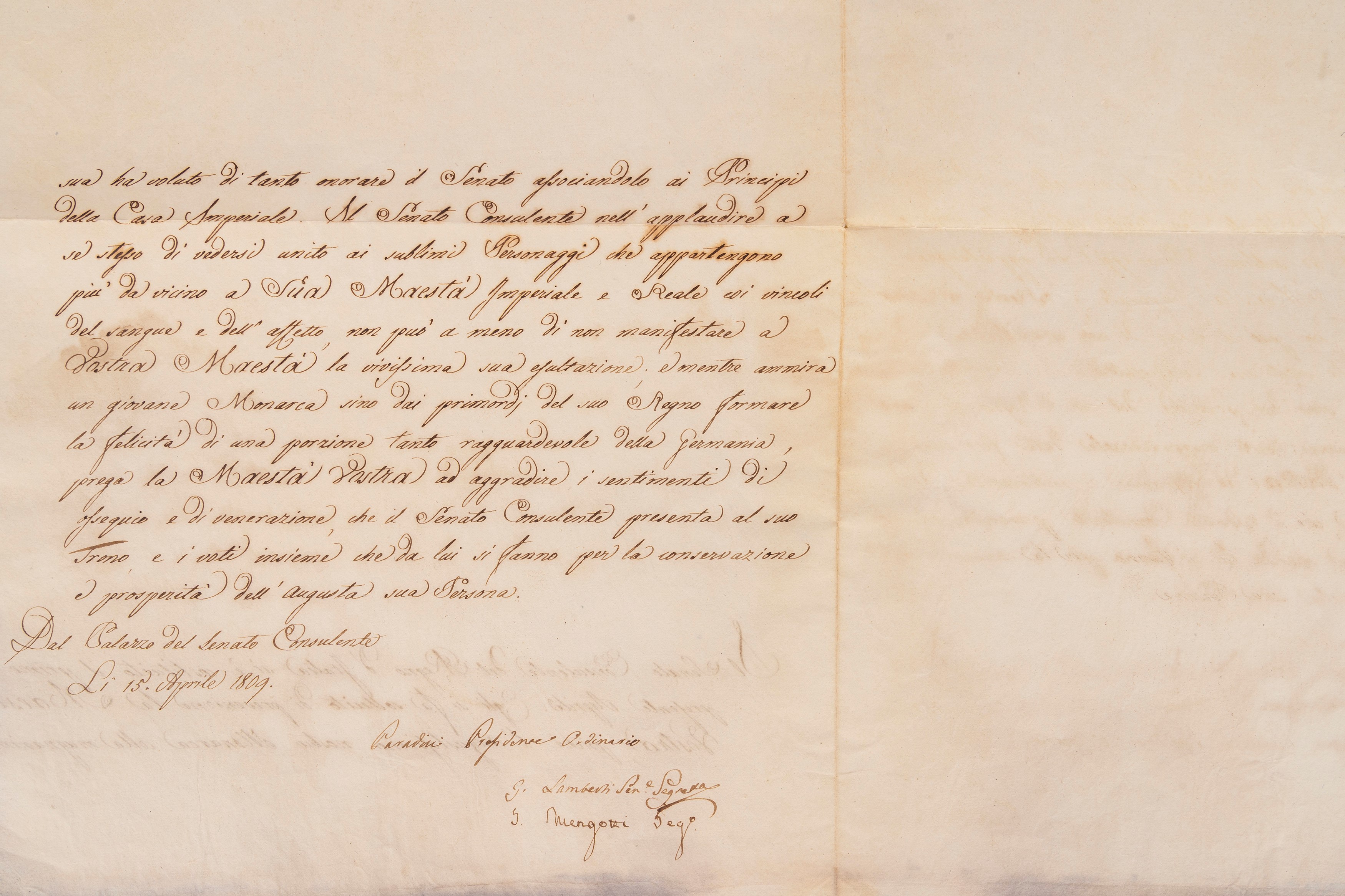 Giovanni Paradisi - Costituzione del Senato Consulente del Regno d’Italia, 1809