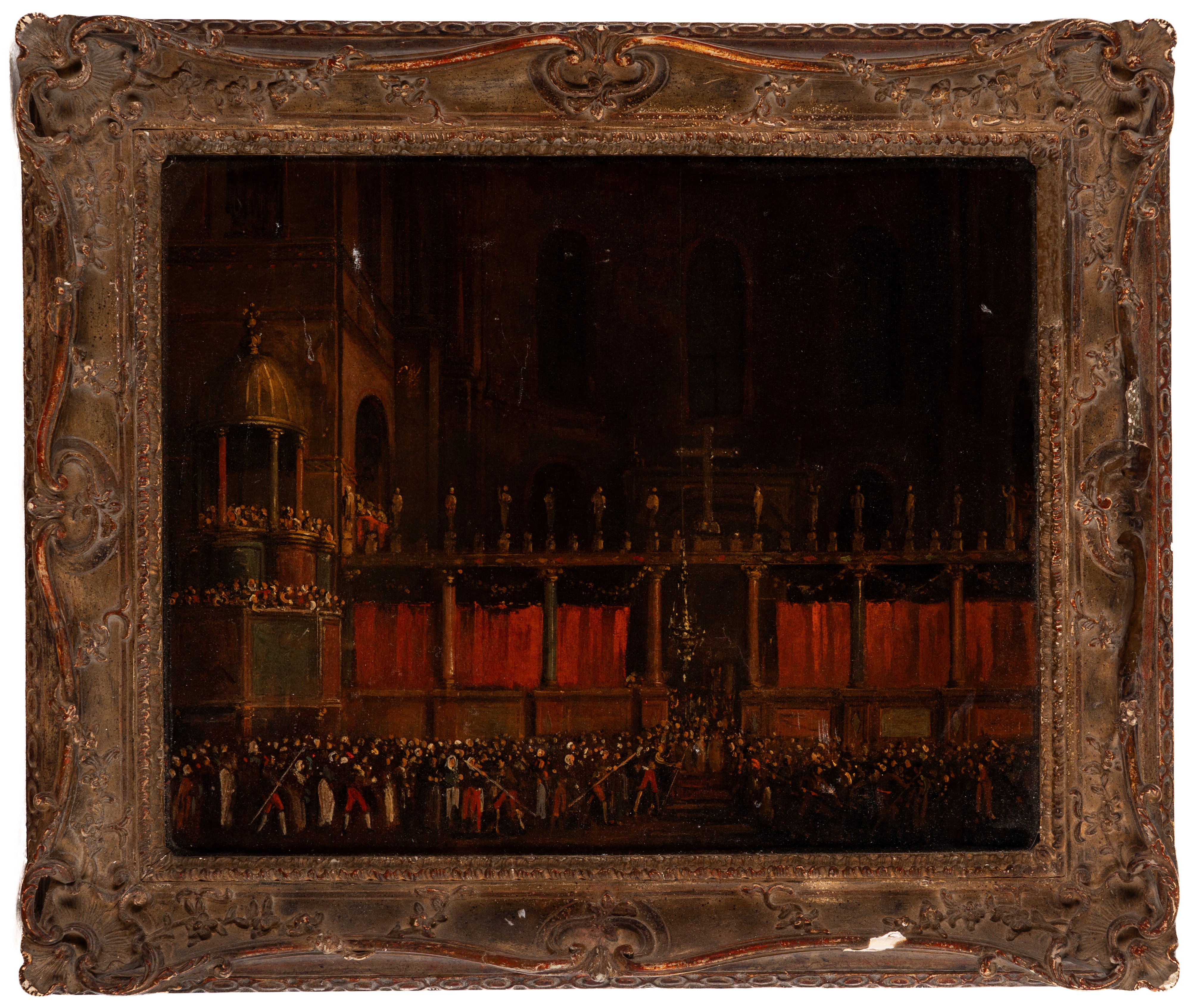 Scuola del Secolo XVIII - Interno della Basilica di San Marco a Venezia, dipinto o disegno (dimen...