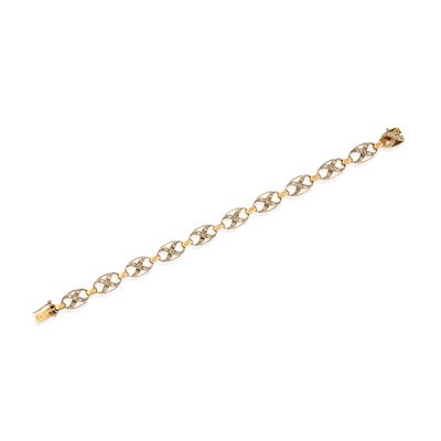 Bracciale con diamanti, in oro giallo 18k e argento