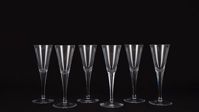 Moser, Servizio da sei flute in cristallo molato e inciso