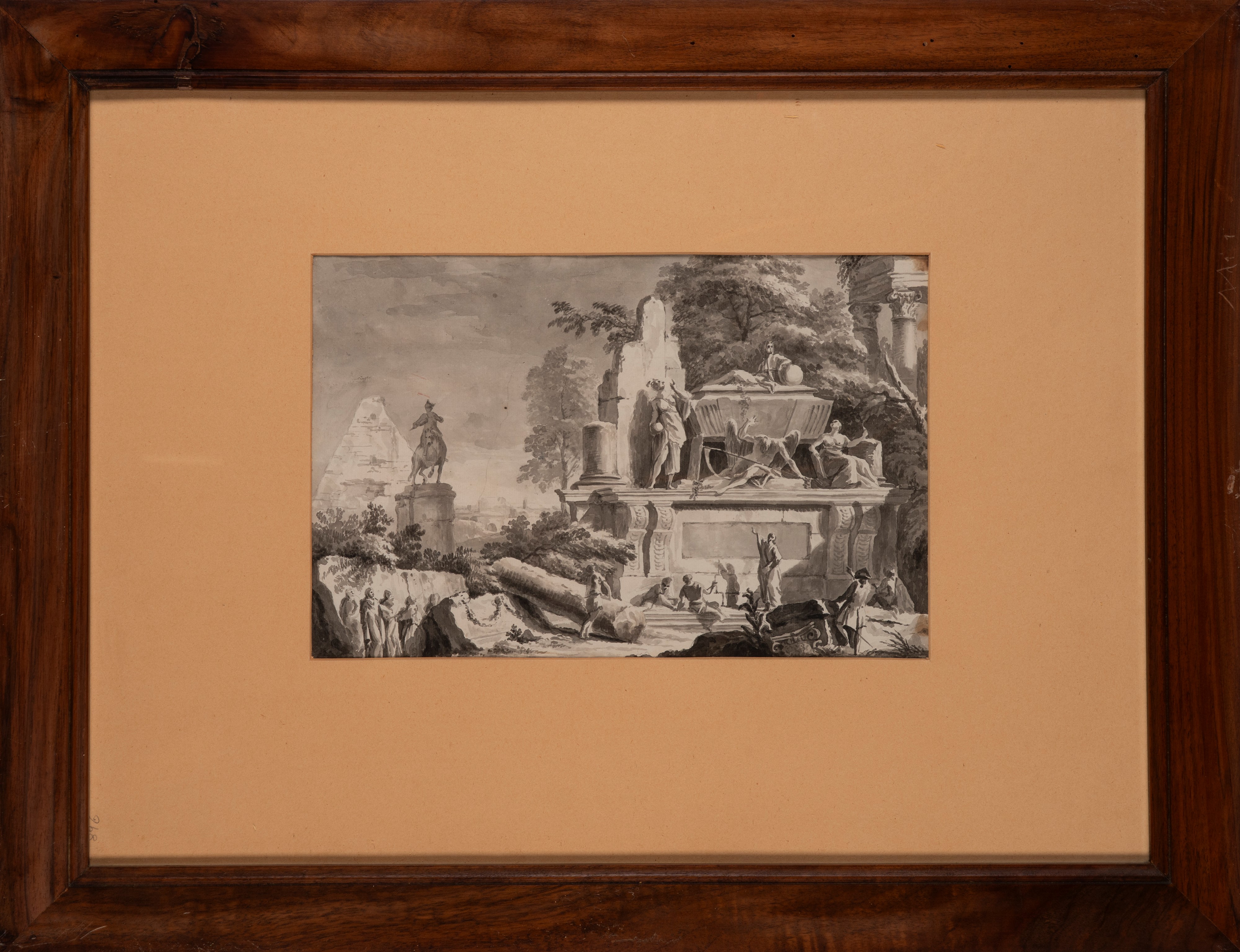 Paesaggio con figure presso rovine architettoniche con la Tomba di Newton
