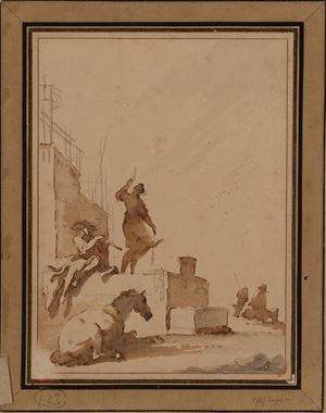 Figures, architecture and horse