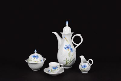 Meissen, Servizio da caffè da dieci in porcellana Wellenspiel Blu Cornflower