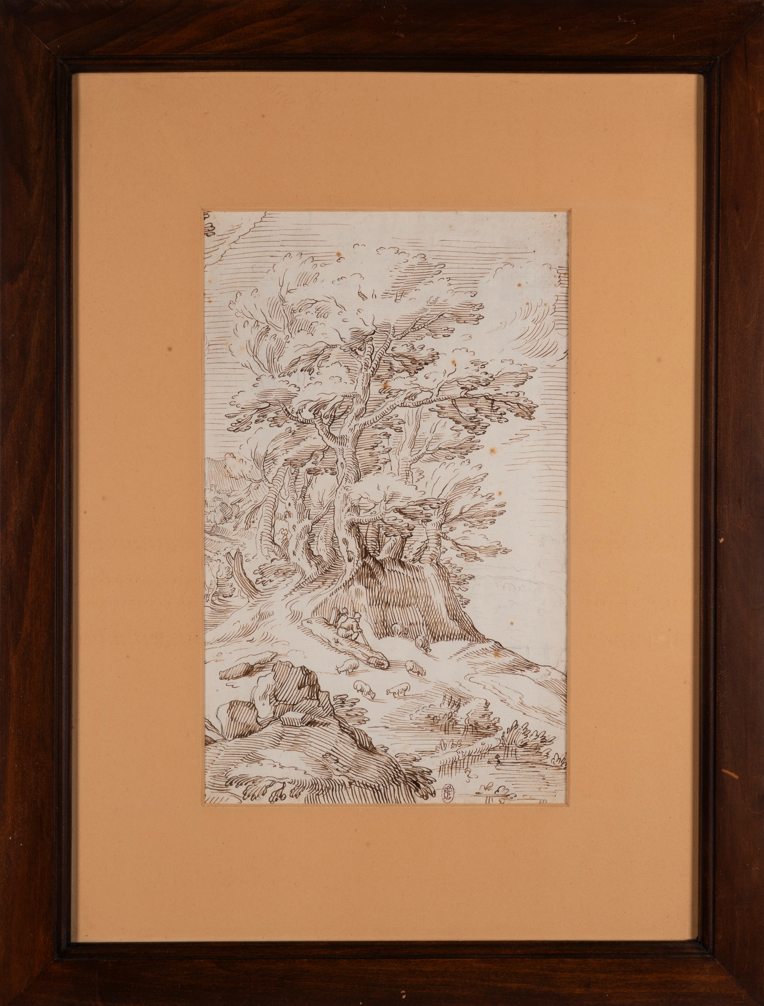 Paesaggio con alberi e architetture sullo sfondo; Paesaggio con alberi e figure