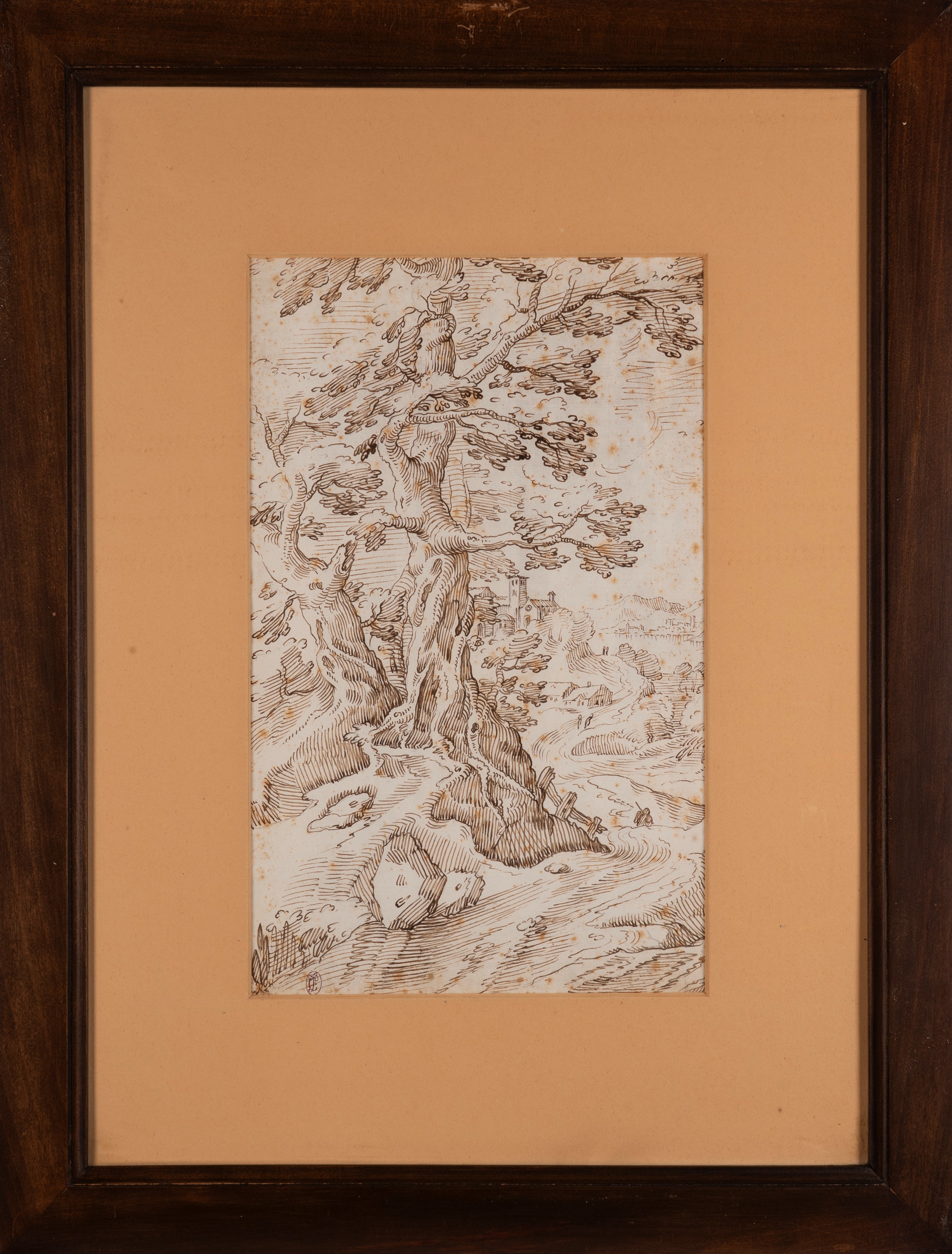 Paesaggio con alberi e architetture sullo sfondo; Paesaggio con alberi e figure
