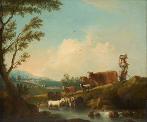 Landscape with shepherdess and herds
