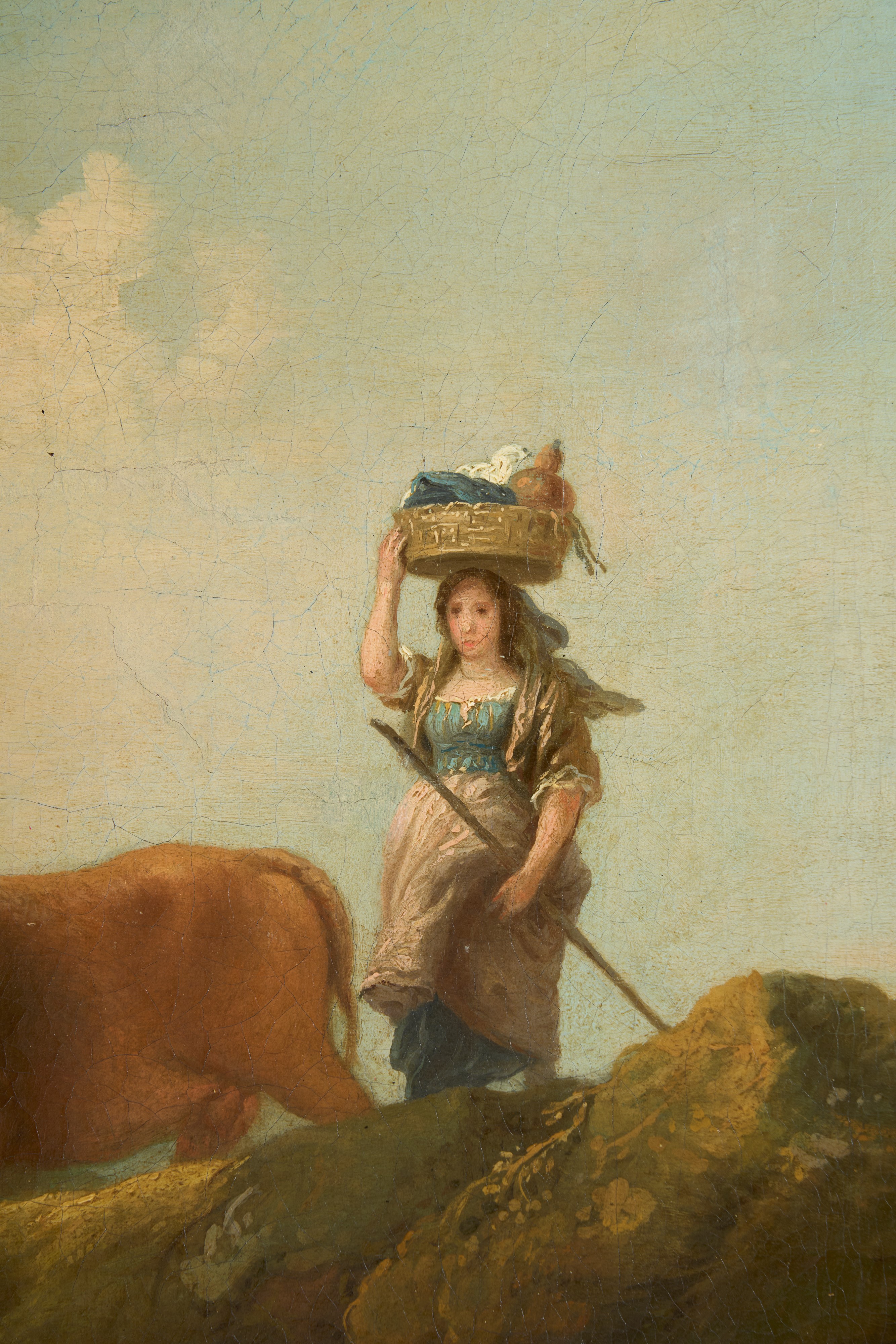Francesco Zuccarelli - Paesaggio con pastorella e armenti, olio su tela