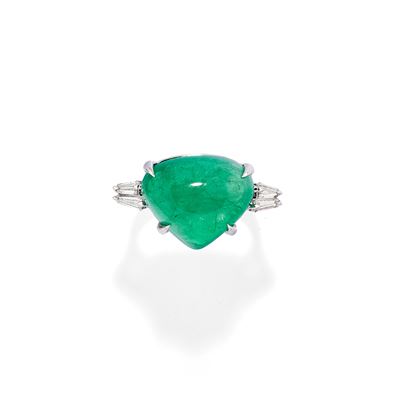 Anello in oro bianco 18k con smeraldo Colombia e diamanti