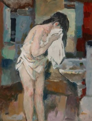 Figura femminile al lavabo