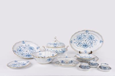 Importante Servizio in Porcellana da 12 'blue Indianische Blumen', Meissen