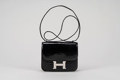 Borsa Constance mini, coccodrillo Porosus nero con dettagli in palladio (2021)