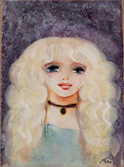 Ritratto di fanciulla (olio su carta applicata su tela)