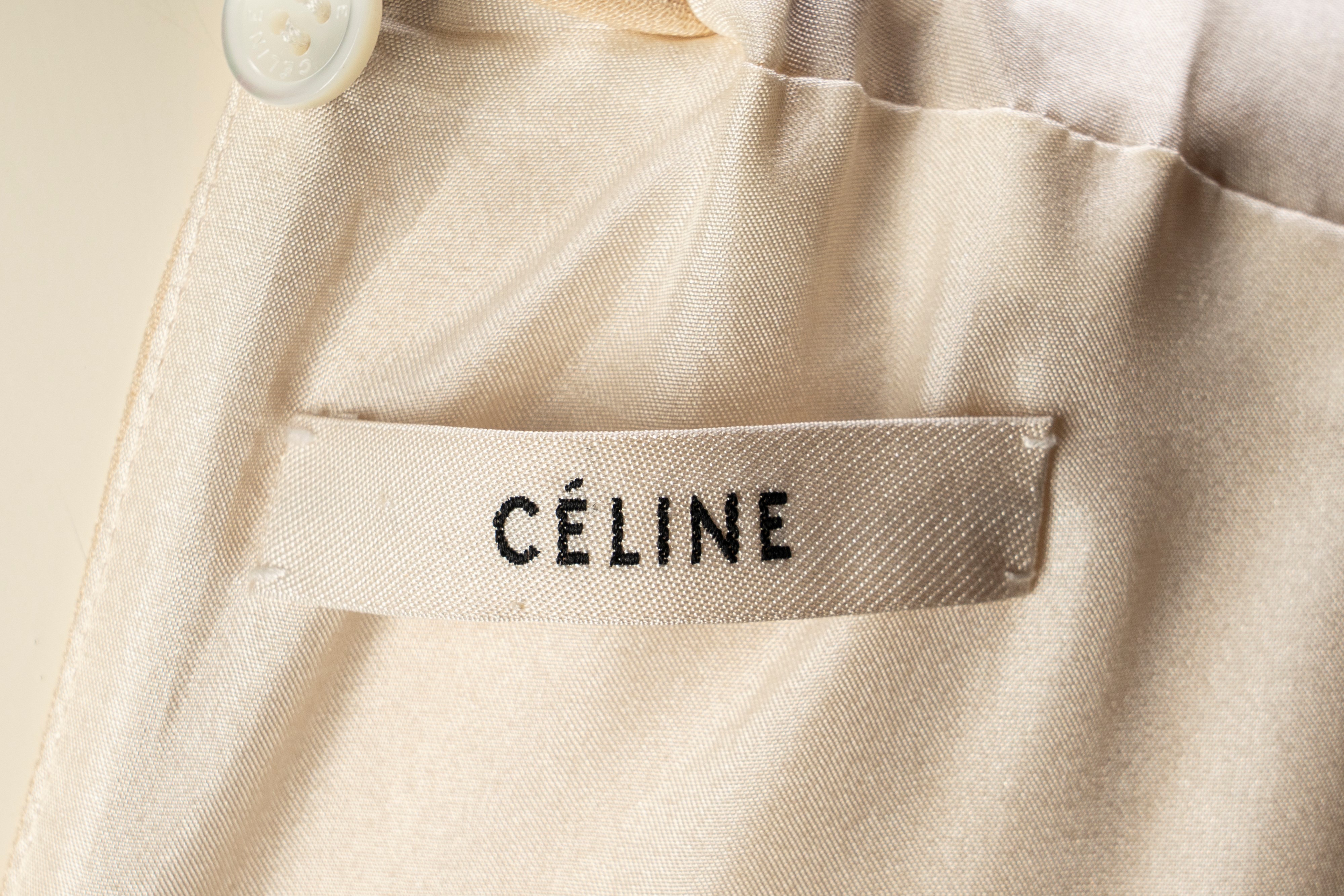 Celine - Blusa in crepe di seta beige