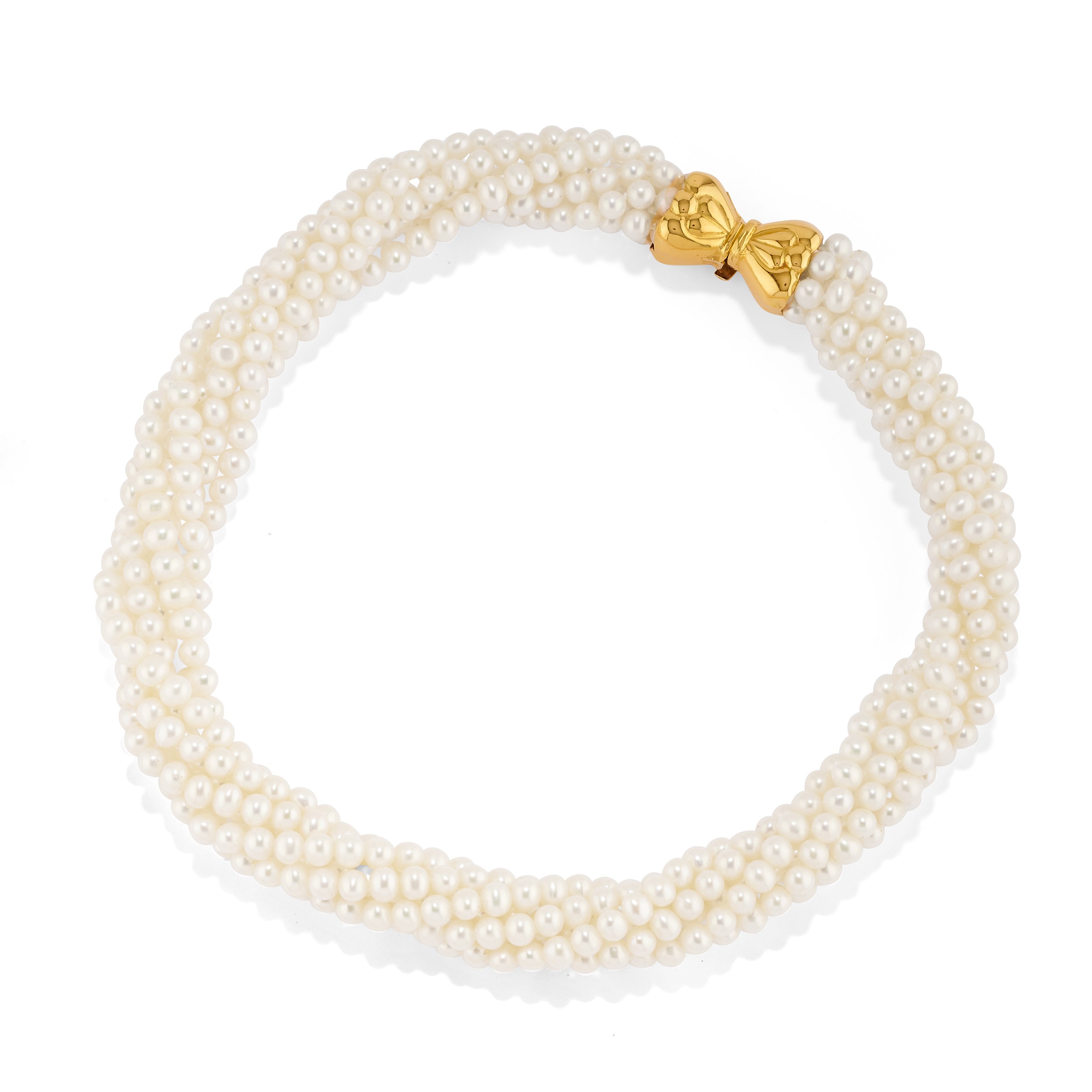 Due collane di perle, in oro giallo 18k