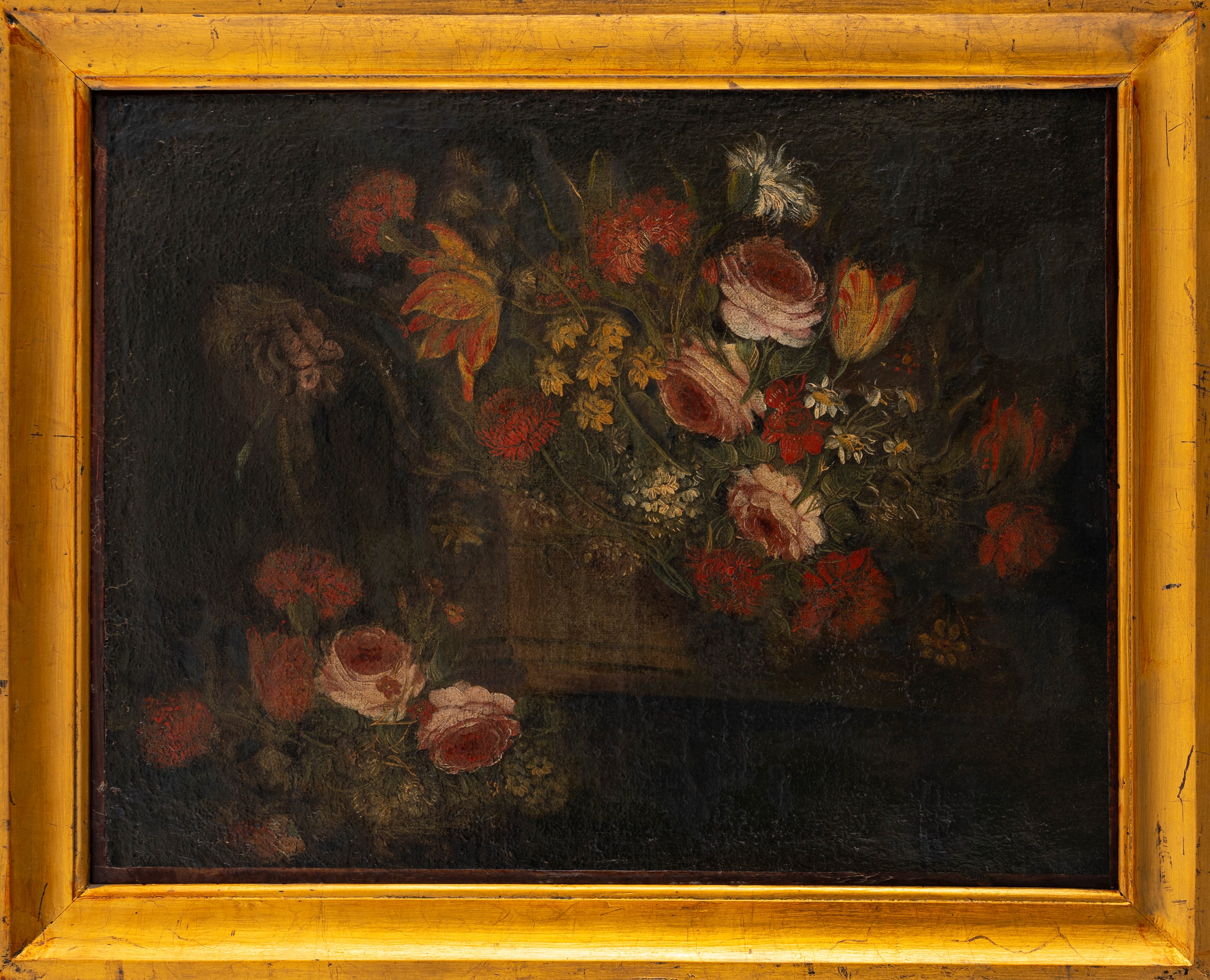 Scuola Italiana, Secolo XVIII - Natura morta con fiori, coppia, olio su tela