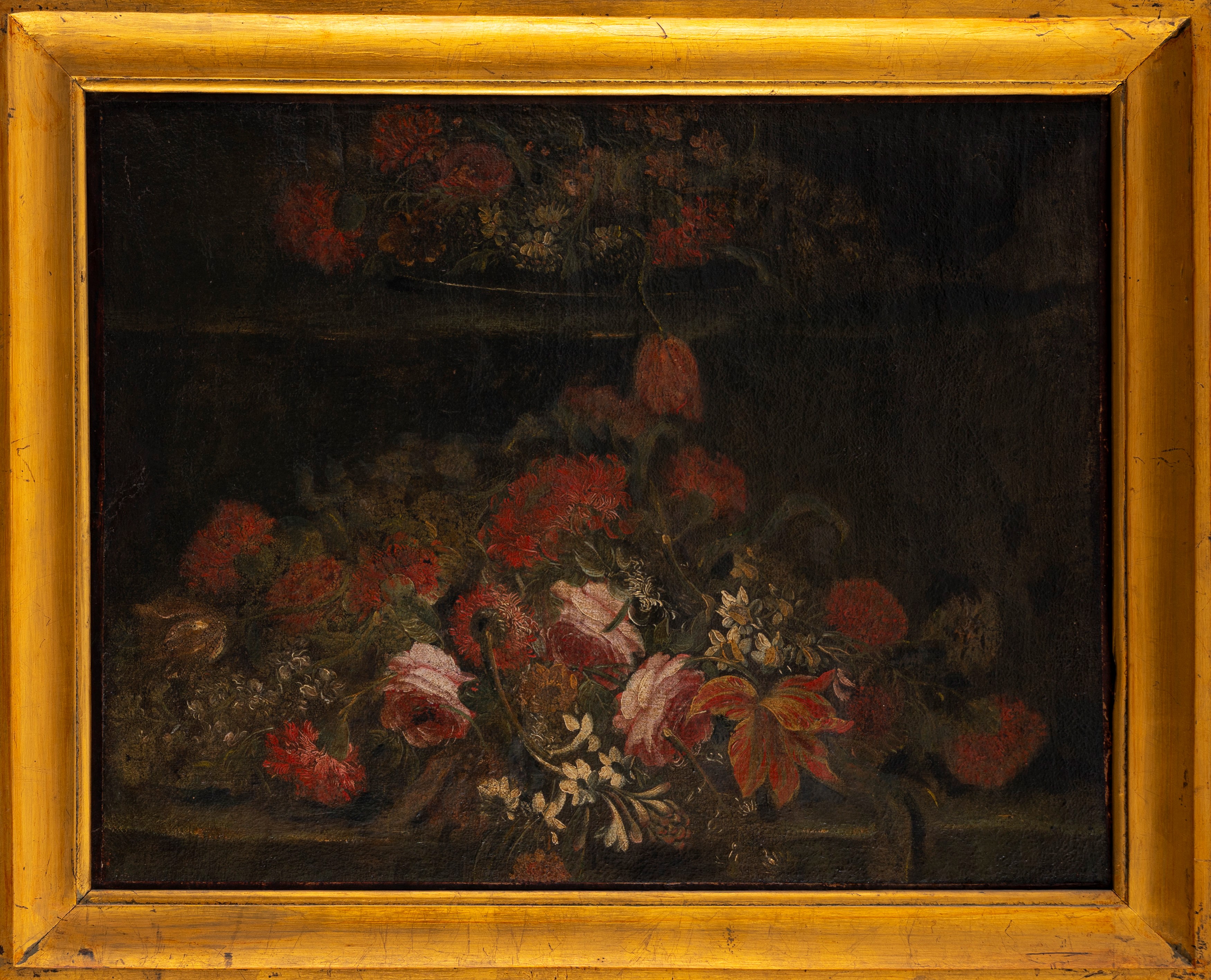 Scuola Italiana, Secolo XVIII - Natura morta con fiori, coppia, olio su tela