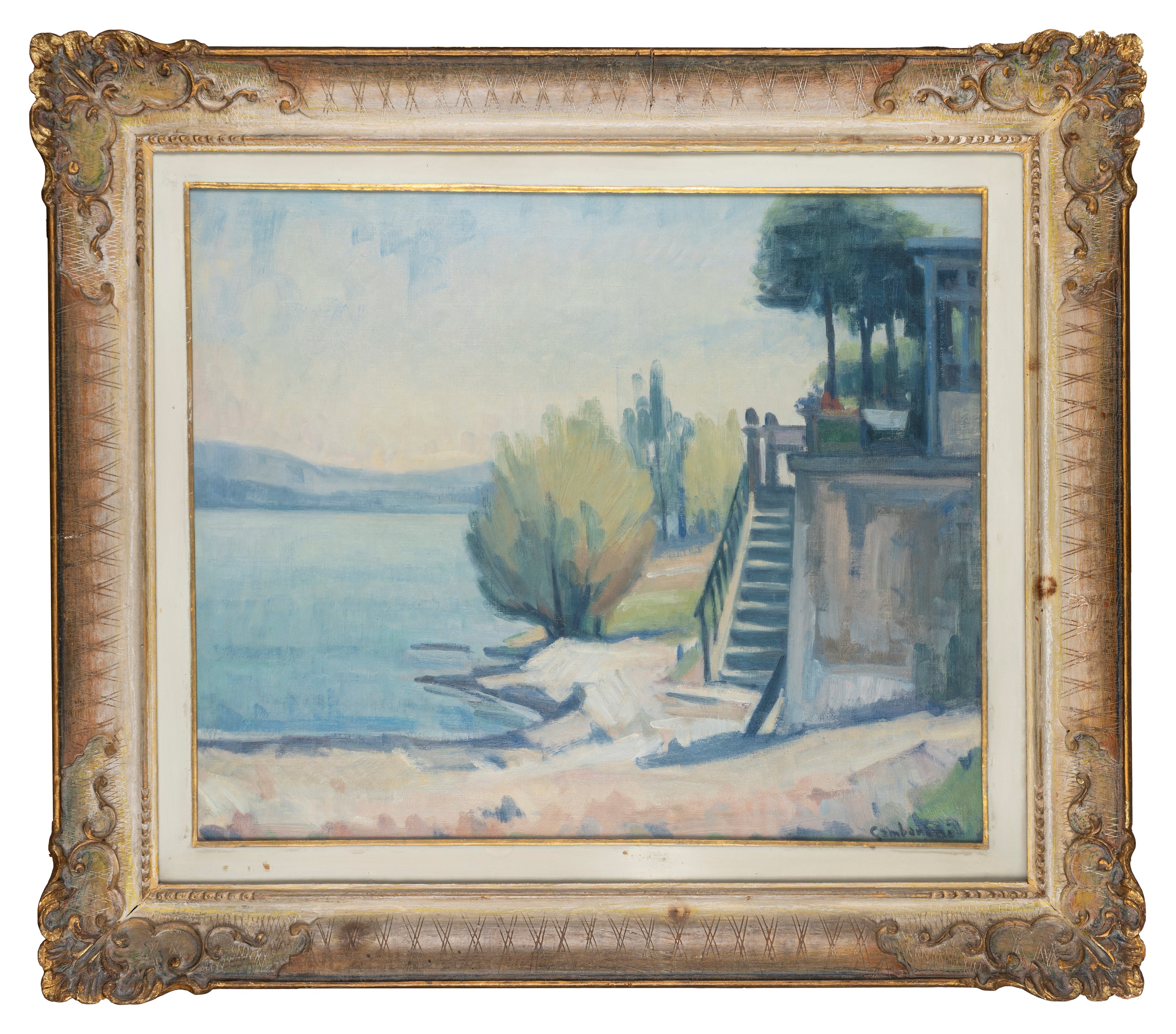 Scuola Italiana, Secolo XX - Scuola italiana, Veduta di lago, olio su tela