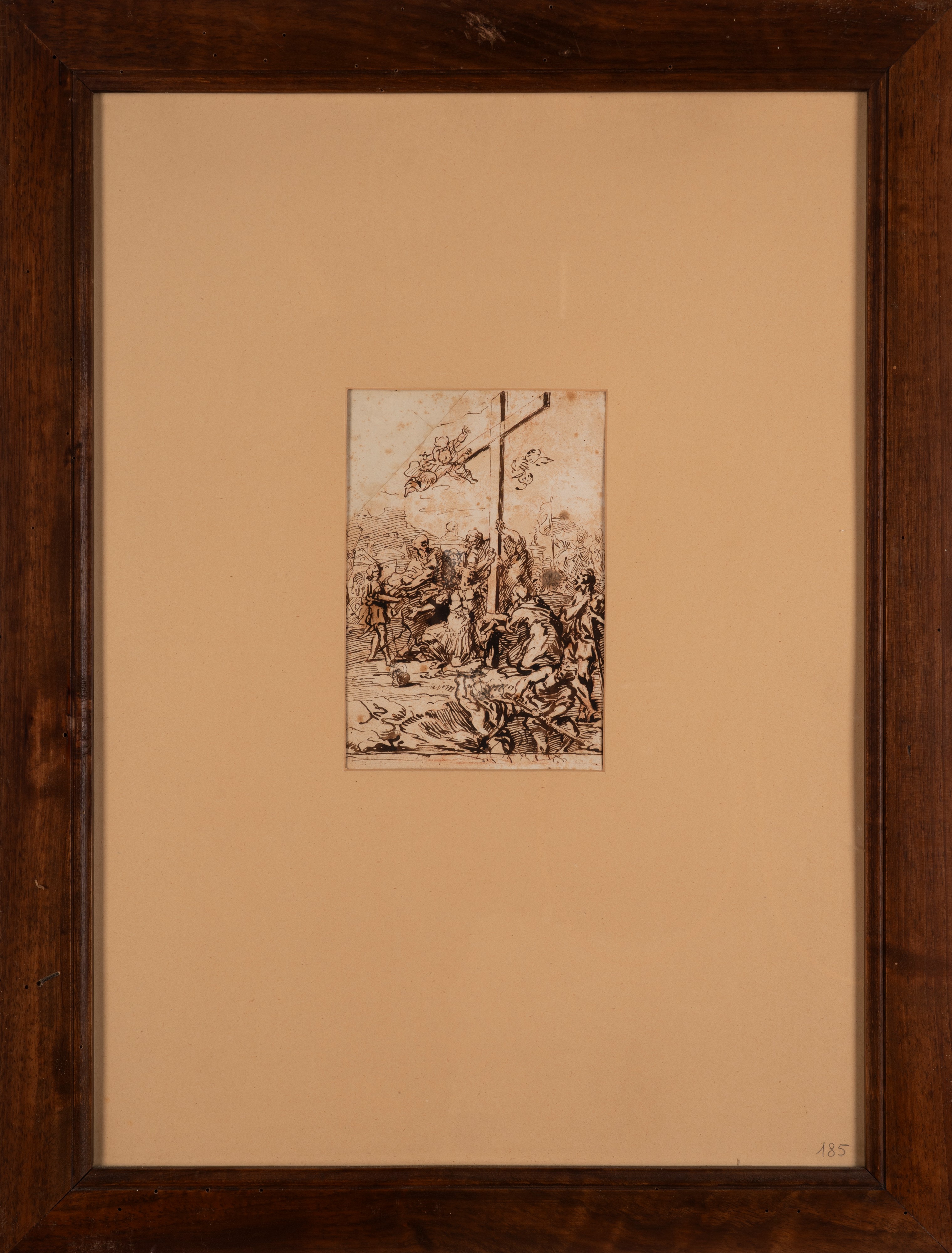 Scuola Veneta, Secolo XVIII - Ritrovamento della vera croce, disegno a penna e inchiostro bruno s...