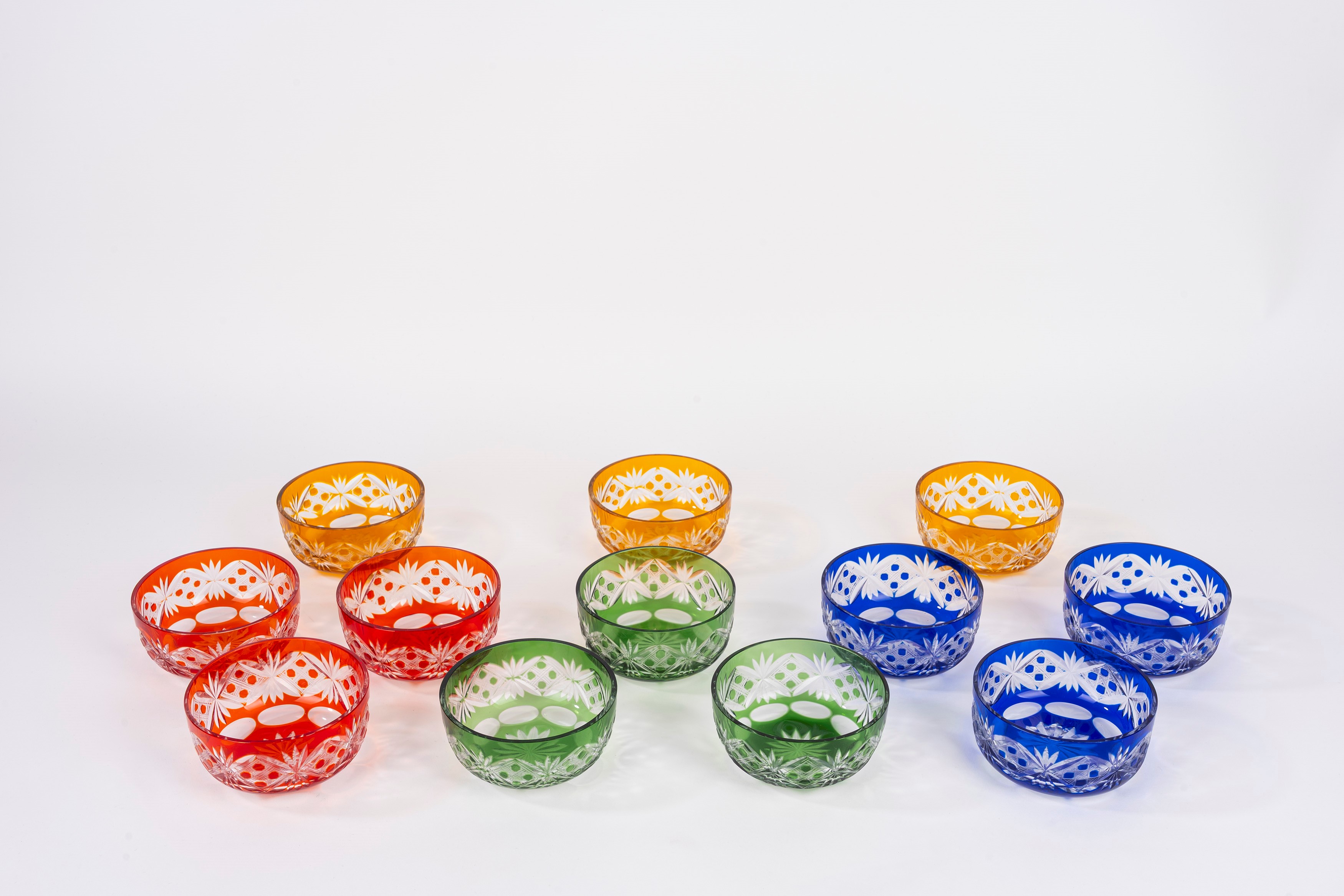 Servizio da 12 coppe da gelato in cristallo di Boemia