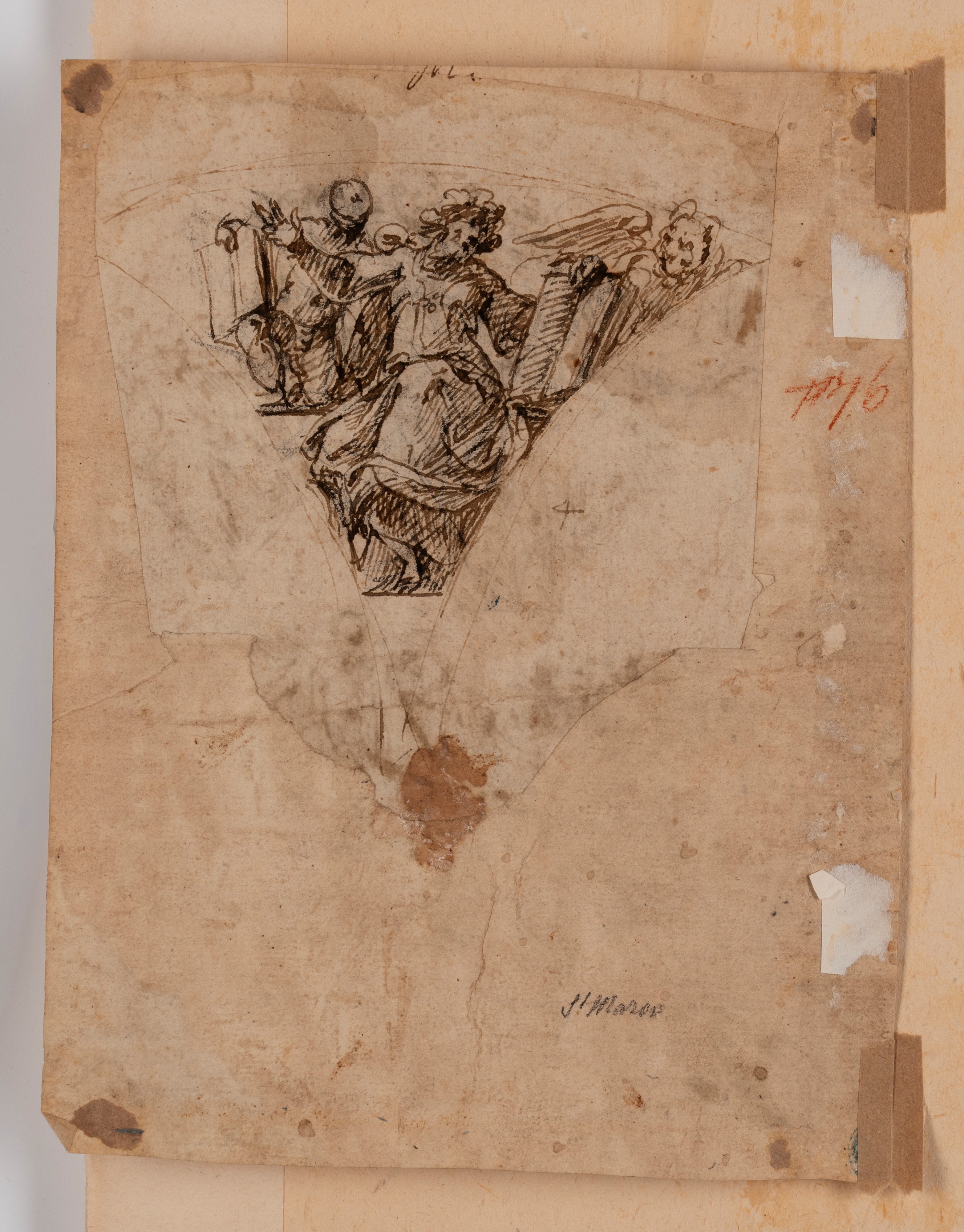 Scuola Lombarda, Secolo XVII - Daniele Crespi, Studio di pennacchi con figure di evangelisti