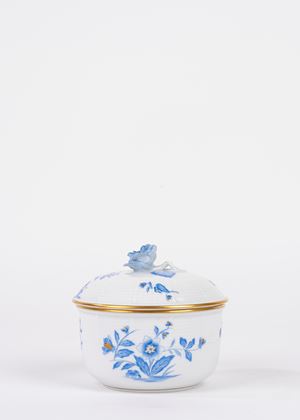 Zuccheriera in porcellana bianca e blu Herend, Hungary 