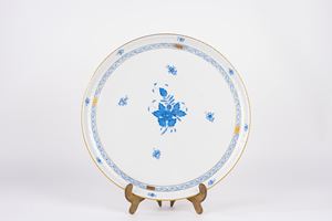 Grande piatto da portata in porcellana bianca e blu, Herend, Ungary