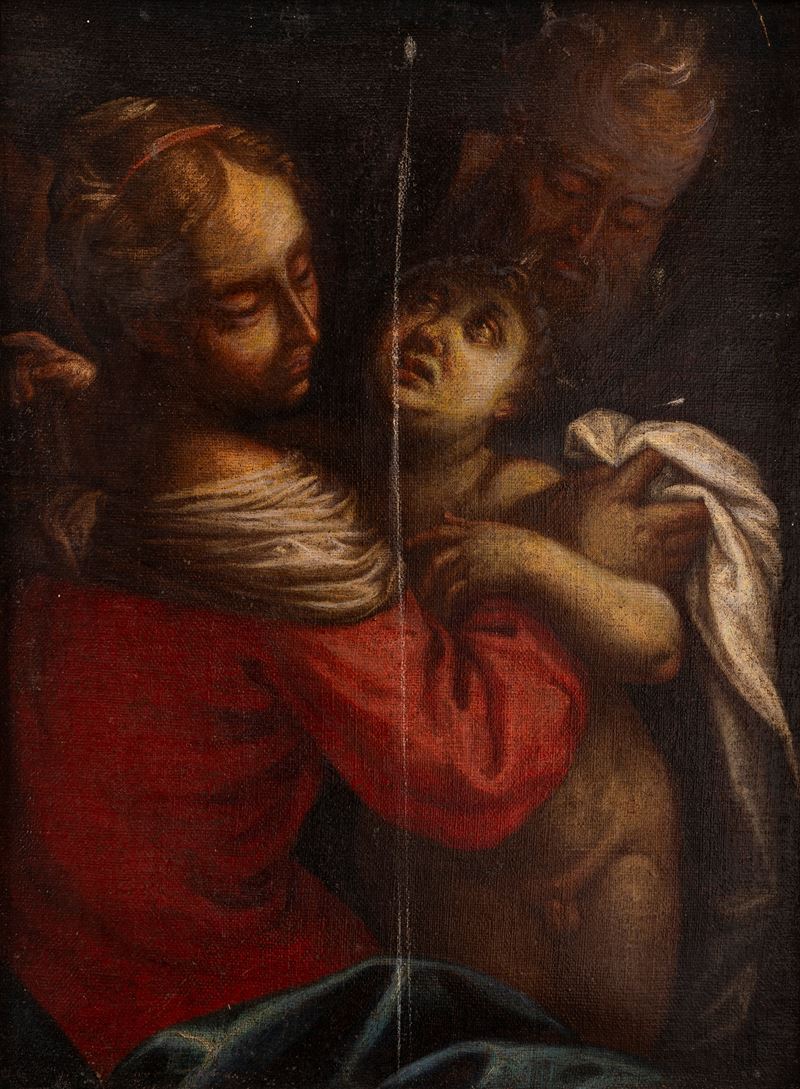 Scuola Lombarda, Secolo XVII - Sacra famiglia, olio su tela
