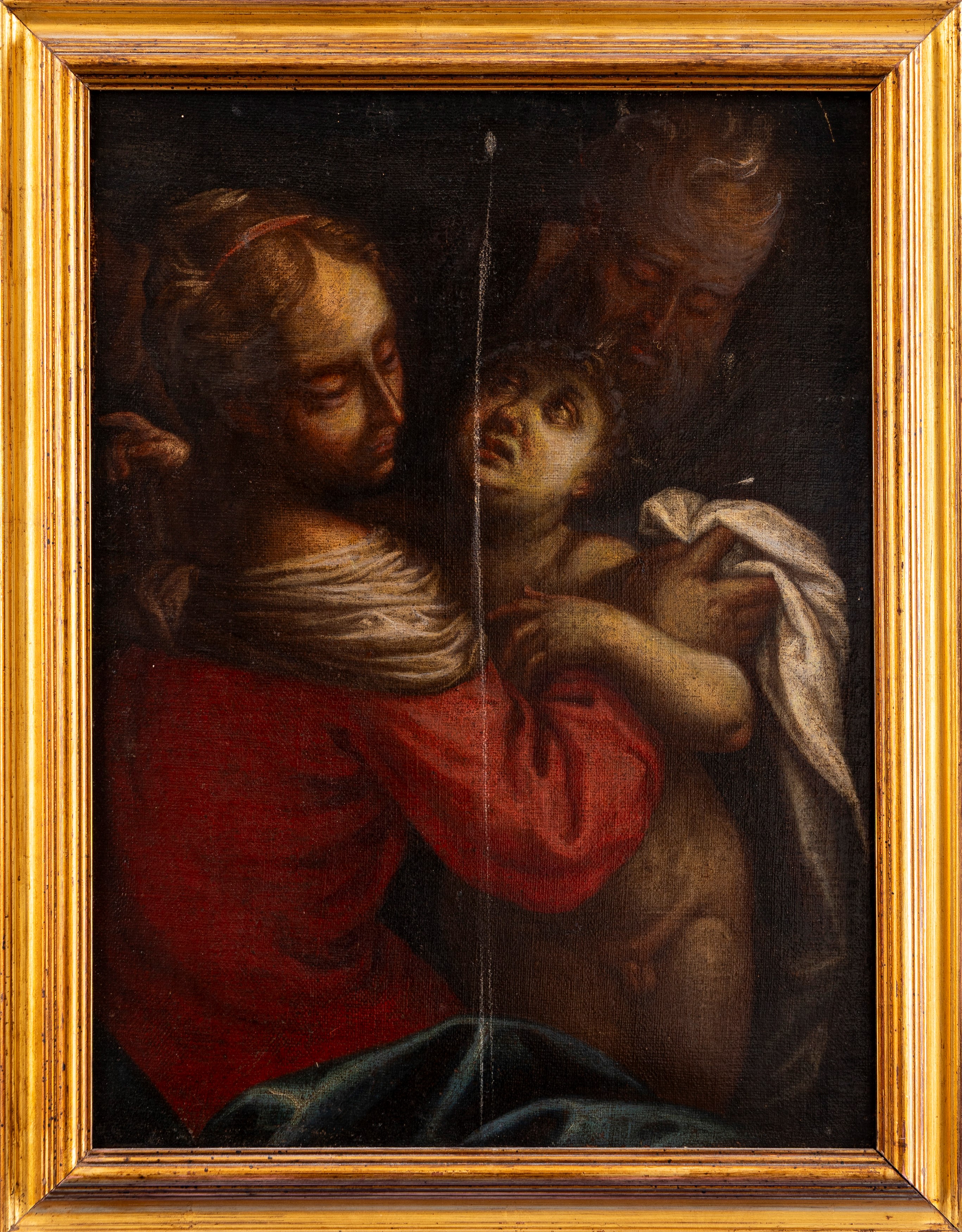 Scuola Lombarda, Secolo XVII - Sacra famiglia, olio su tela