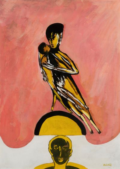 Senza titolo (tempera su carta applicata su tela), anni '70